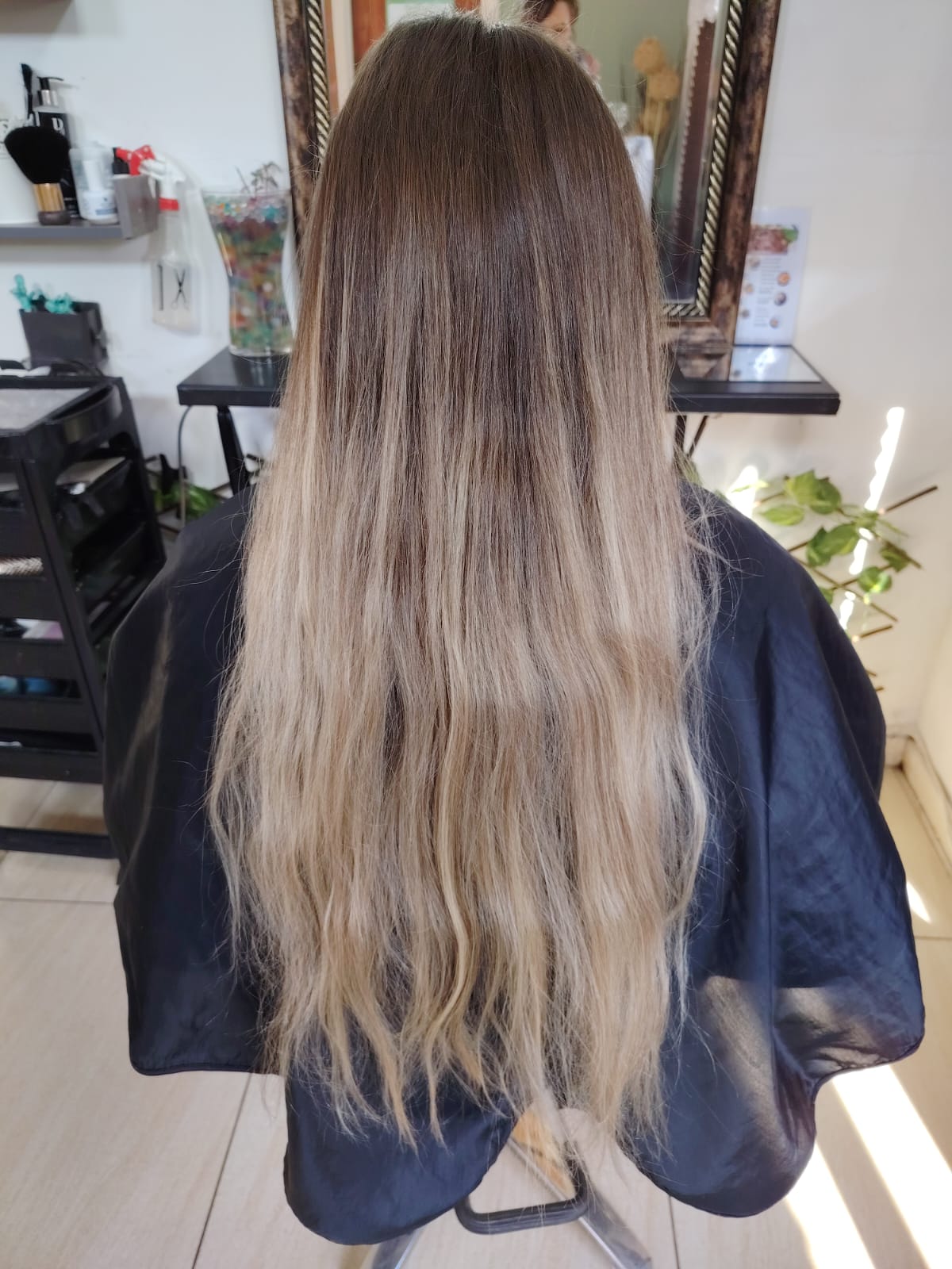 Cedar Hair & Makeup client before half head foils, treatment, cut and blow-dry