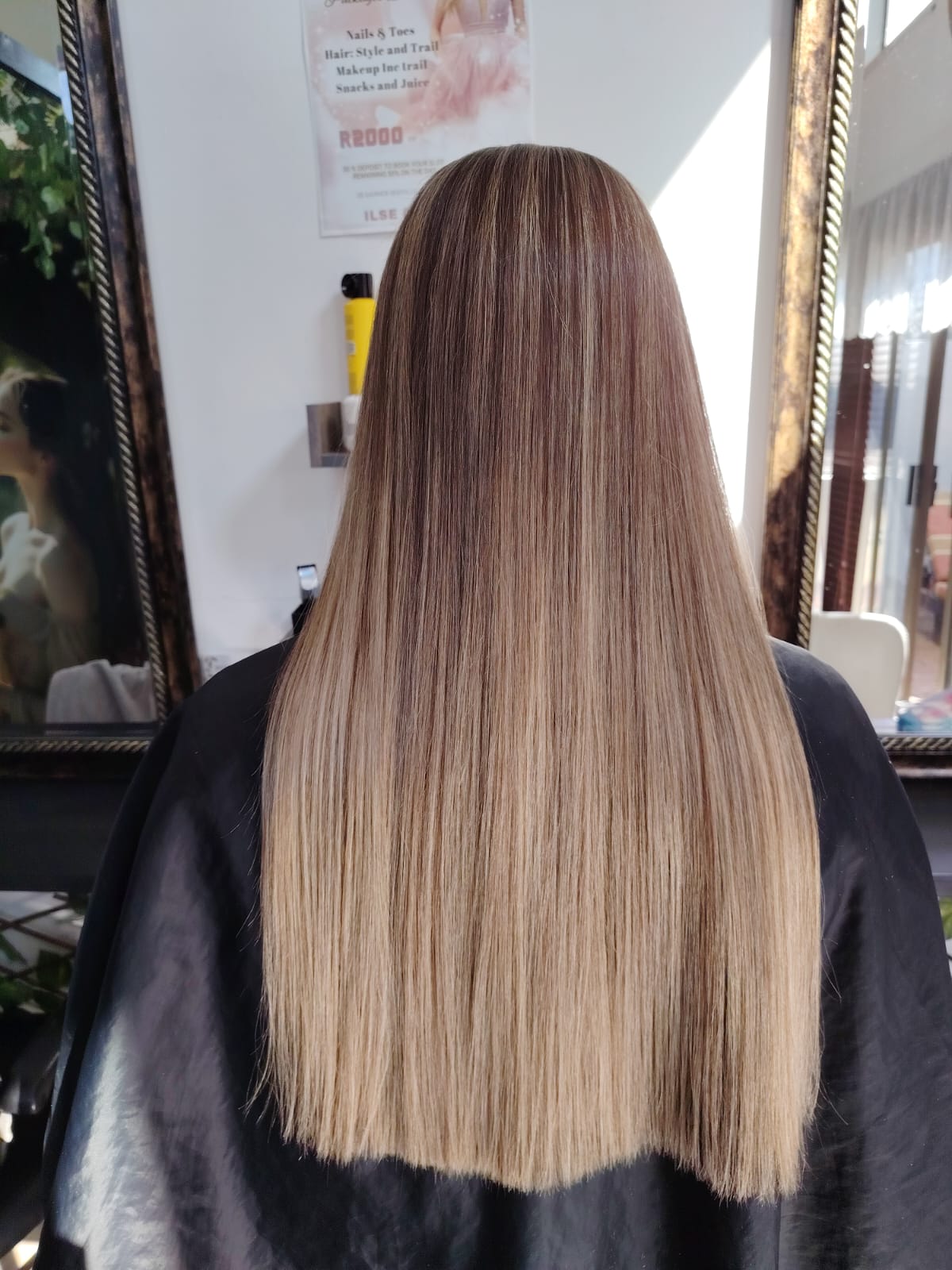 Cedar Hair & Makeup client after half head foils, treatment, cut and blow-dry