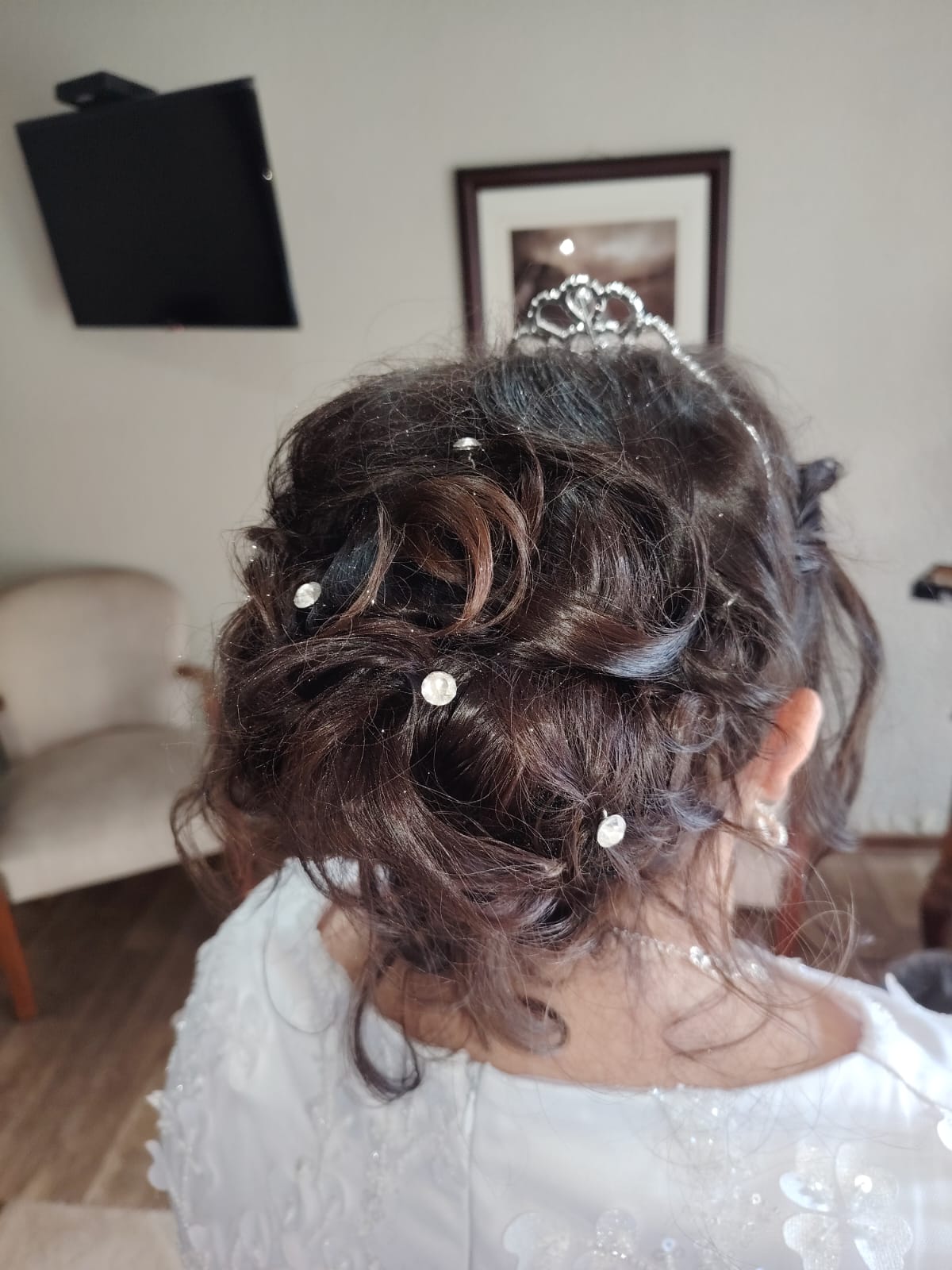 Cedar Hair & Makeup bride with a bridal updo and silver tiara