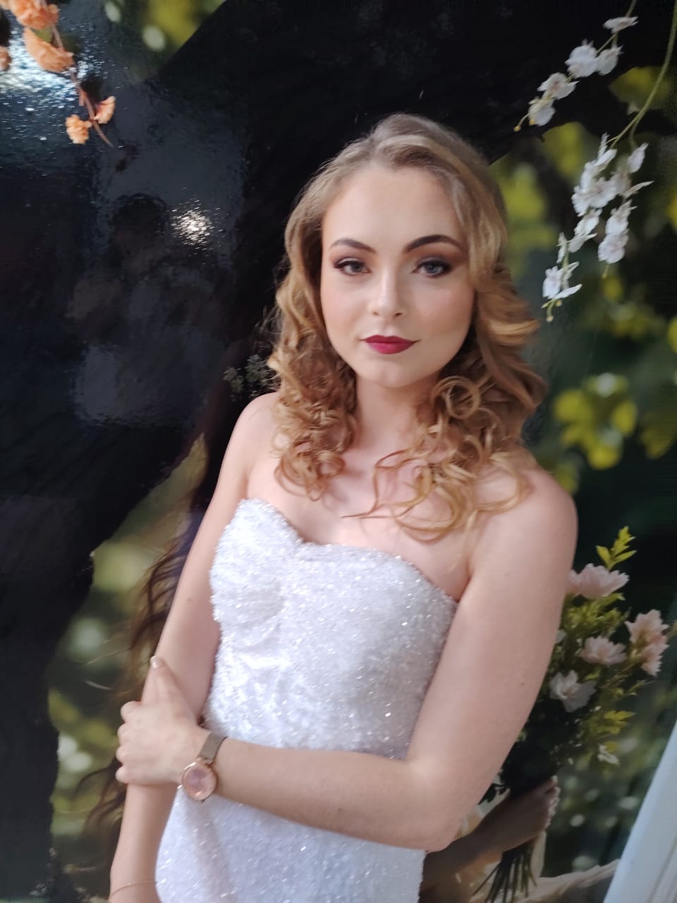 Bride with soft curled bridal hair and makeup by Cedar Hair & Makeup